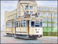 Aquarell Straenbahn Chemnitz