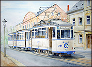 Straenbahn Chemnitz Aquarell