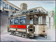 Aquarell Straßenbahn Karl-Marx-Stadt